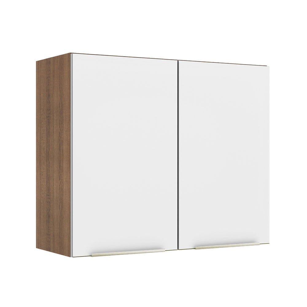 Armário Aéreo Madesa Lux 80 Cm 2 Portas Rustic/Branco Veludo Marrom