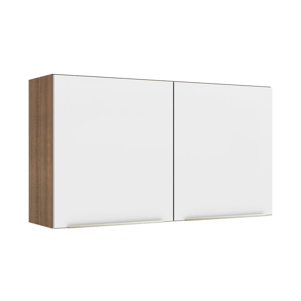 Armário Aéreo Madesa Lux 120 Cm 2 Portas Rustic/Branco Veludo Marrom