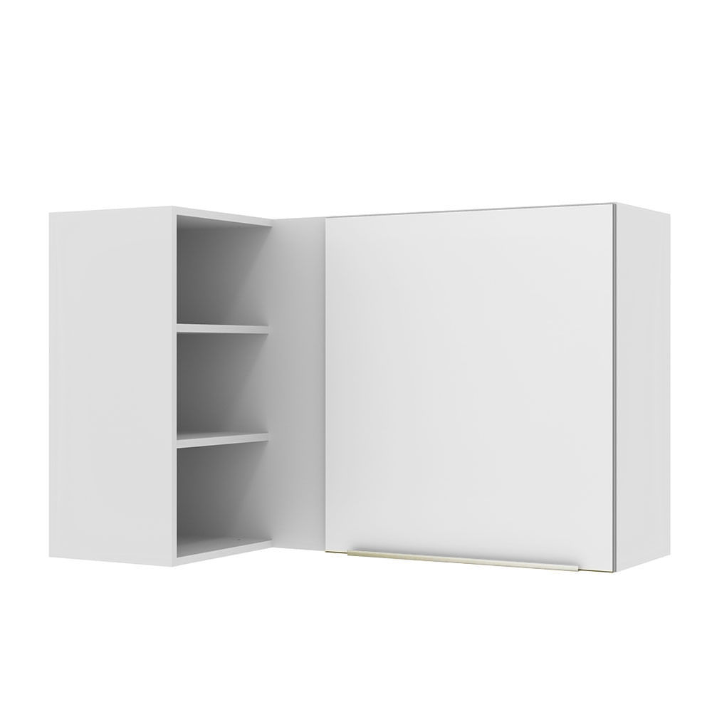 Armário Aéreo De Canto Com Adega Acoplada Madesa Lux 1 Porta Branco/Branco Veludo Branco