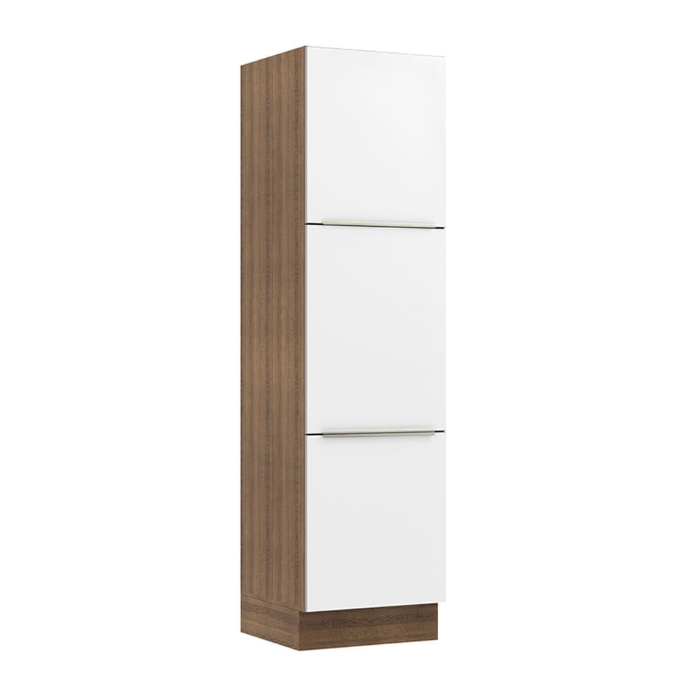 Paneleiro Madesa Lux 60 Cm 3 Portas Rustic/Branco Veludo Marrom