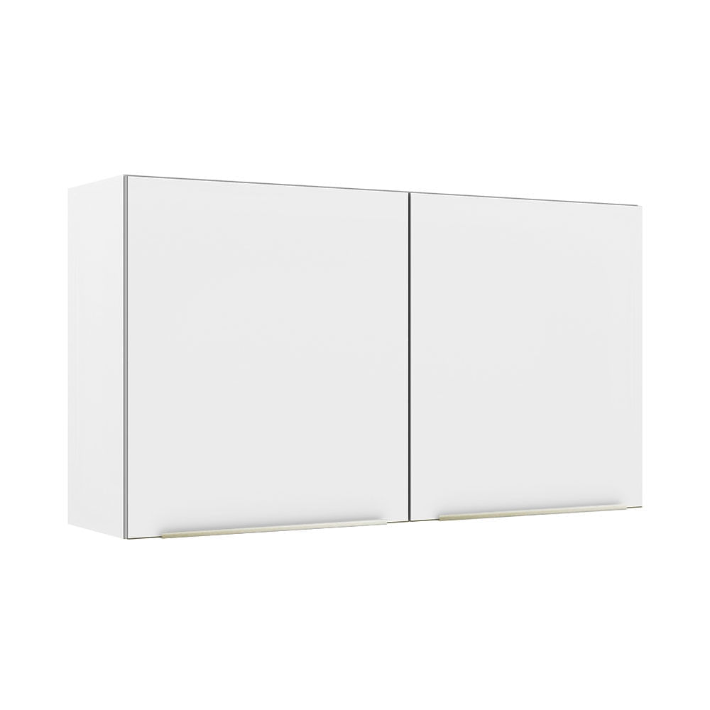 Armário Aéreo Madesa Lux 120 Cm 2 Portas Branco/Branco Veludo Branco