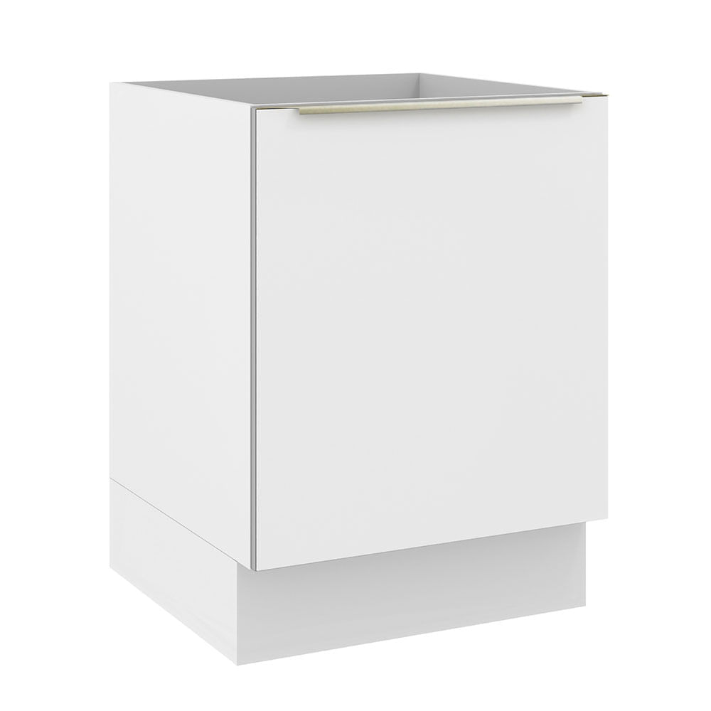 Balcão Madesa Lux 60 Cm 1 Porta (Sem Tampo) Branco/Branco Veludo Branco