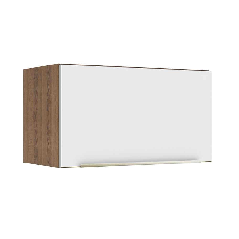 Armário Aéreo Madesa Lux 60 Cm 1 Porta Basculante Rustic/Branco Veludo Marrom