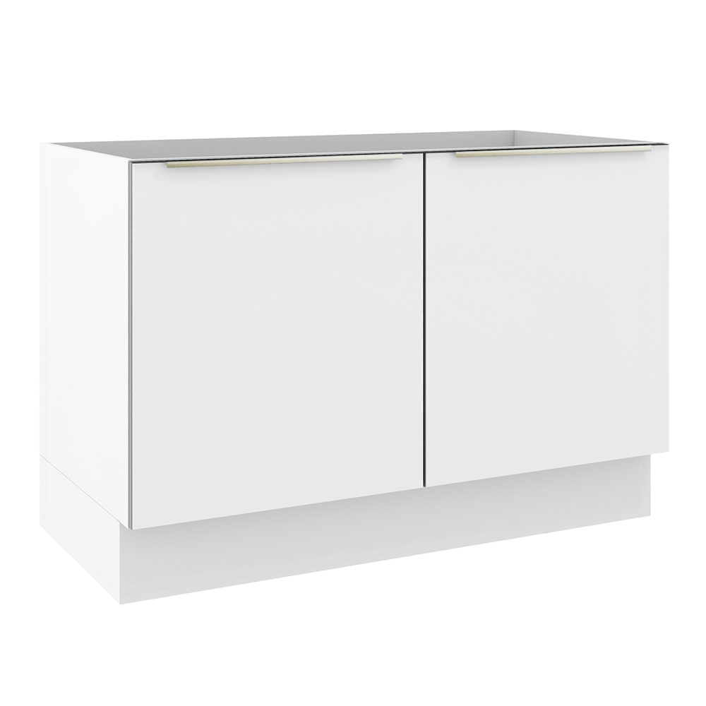 Balcão Gabinete De Pia Madesa Lux 120 Cm 2 Portas (Sem Tampo) Branco/Branco Veludo Branco