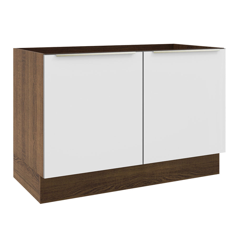 Balcão Gabinete De Pia Madesa Lux 120 Cm 2 Portas (Sem Tampo) Rustic/Branco Veludo Marrom