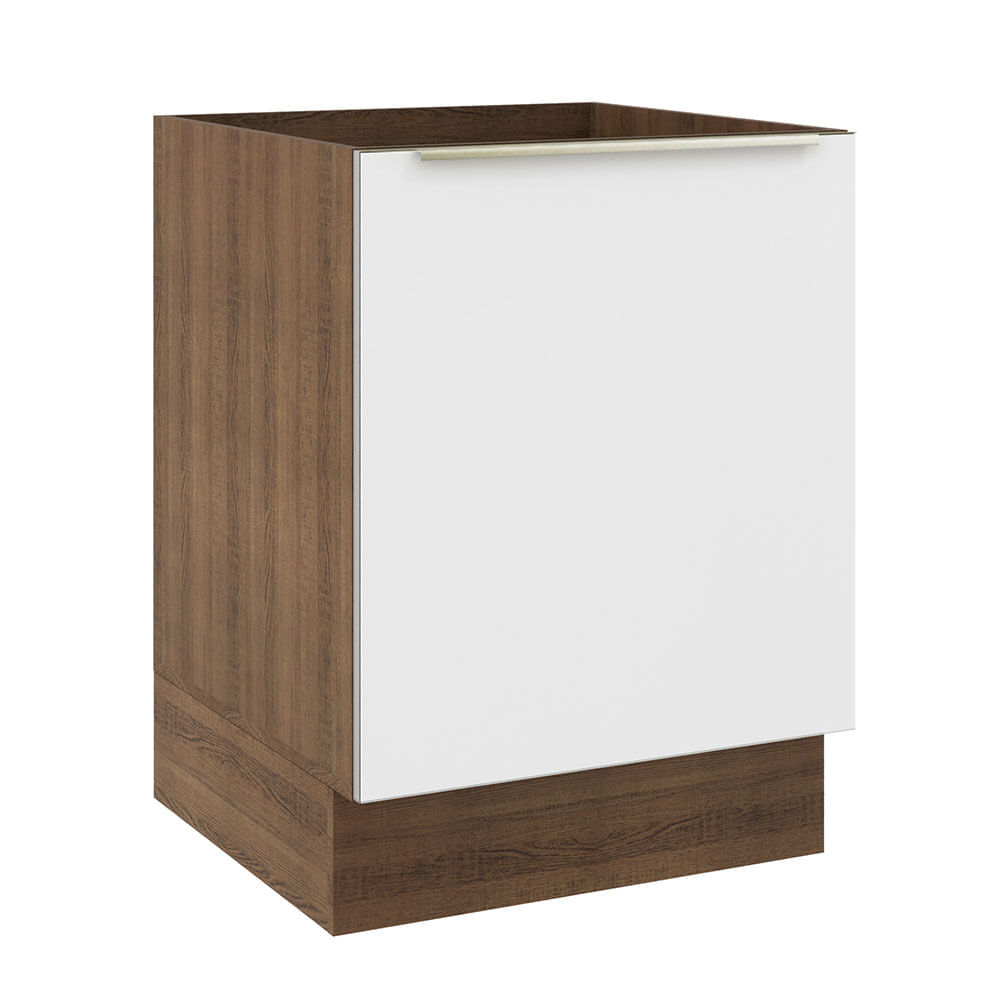 Balcão Madesa Lux 60 Cm 1 Porta (Sem Tampo) Rustic/Branco Veludo Marrom