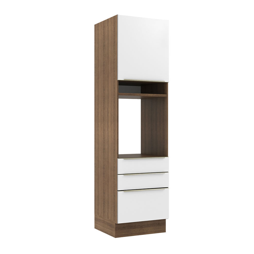 Torre Quente Madesa Lux 60 Cm 1 Porta 3 Gavetas Rustic/Branco Veludo Marrom