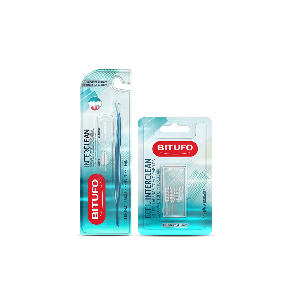 Kit Escova De Dente Interclean Bitufo + Refil Interclean Cilíndrico