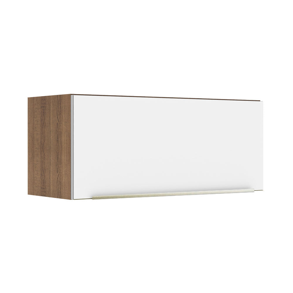 Armário Aéreo Madesa Lux 80 Cm 1 Porta Basculante Rustic/Branco Veludo Marrom
