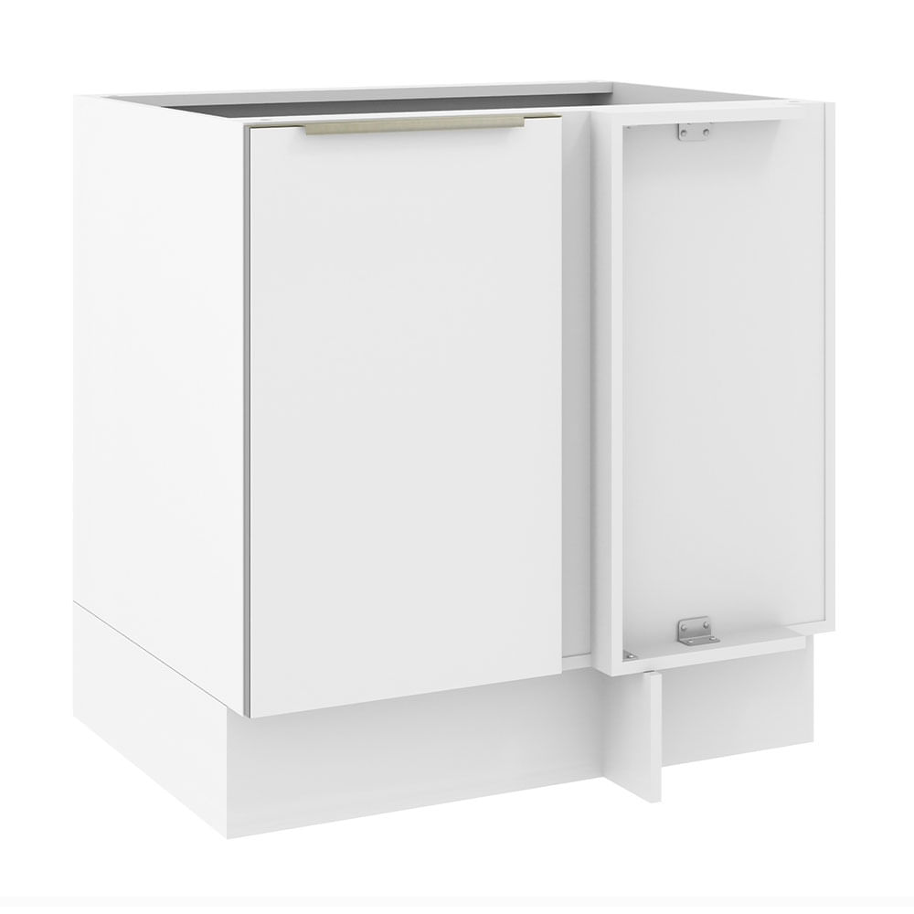 Balcão De Canto Madesa Lux 1 Porta (Sem Tampo) Branco/Branco Veludo