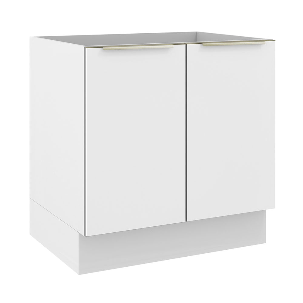 Balcão Madesa Lux 80 Cm 2 Portas (Sem Tampo) Branco/Branco Veludo