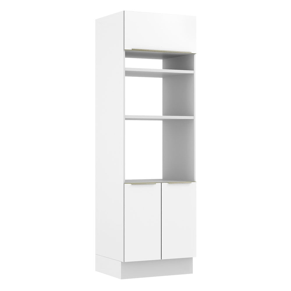 Torre Quente Madesa Lux 70 Cm 3 Portas Branco/Branco Veludo Branco