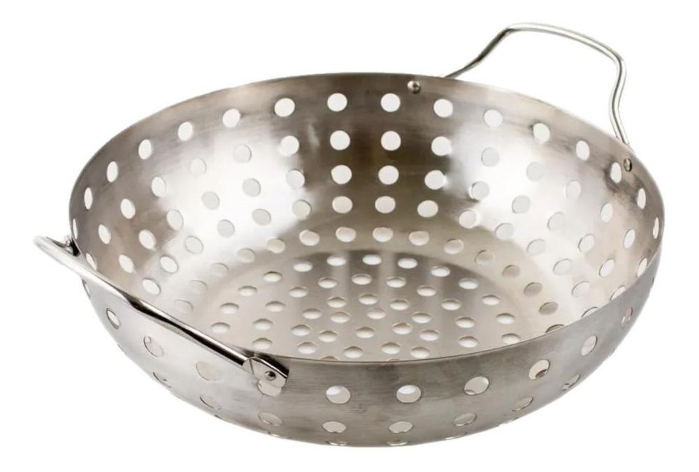Panela Wok Inox Para Grelhar Em Churrasqueira Grill E Pizza Prana
