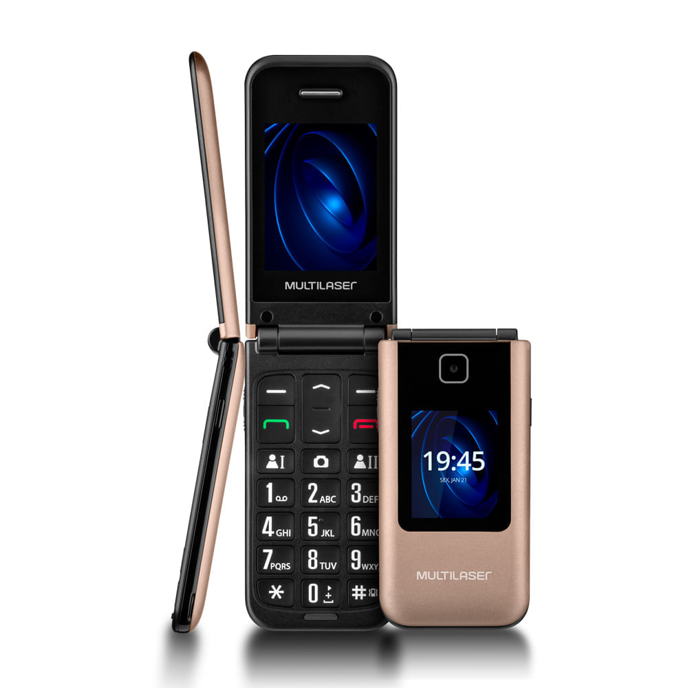 Celular Flip Vita Duo Dourado Dual Chip Bluetooth Radio Fm Preto Multilaser - P9163 Preto