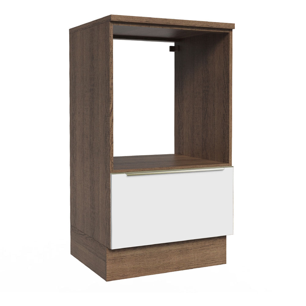 Balcão Para Forno E Micro-Ondas Madesa Lux 60 Cm 1 Porta (Com Tampo) Rustic/Branco Veludo Madesa