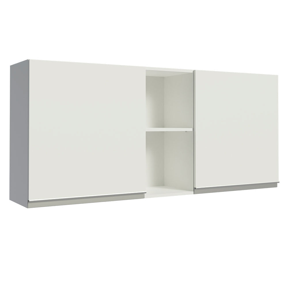 Armário Aéreo Madesa Glamy 150 Cm 2 Portas E 2 Nichos Branco Madesa