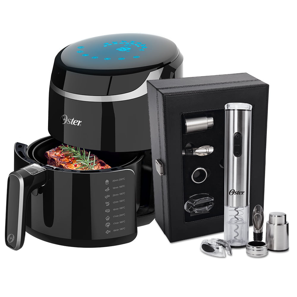 Kit Fritadeira Black Digital Fryer E Kit Vinho Oster 220V