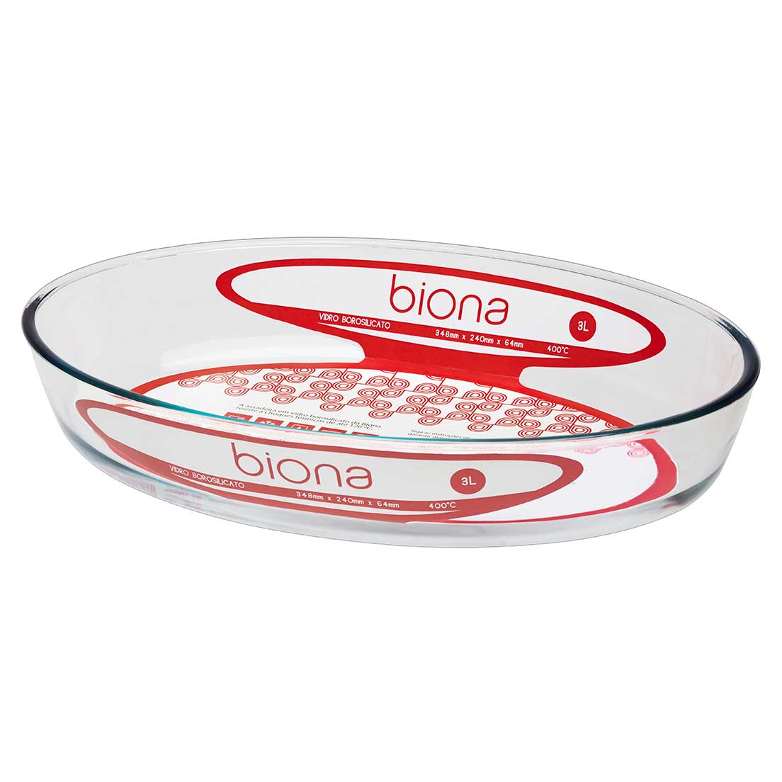 Assadeira De Vidro Borosilicato Oval 3.000 Ml Oxford