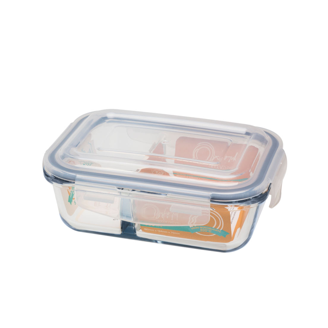 Pote Hermético De Vidro Retangular Com Divisórias 580 Ml Oxford