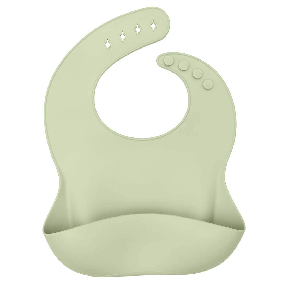 Babador Infantil De Silicone Com Pega Migalhas Verde Oxford