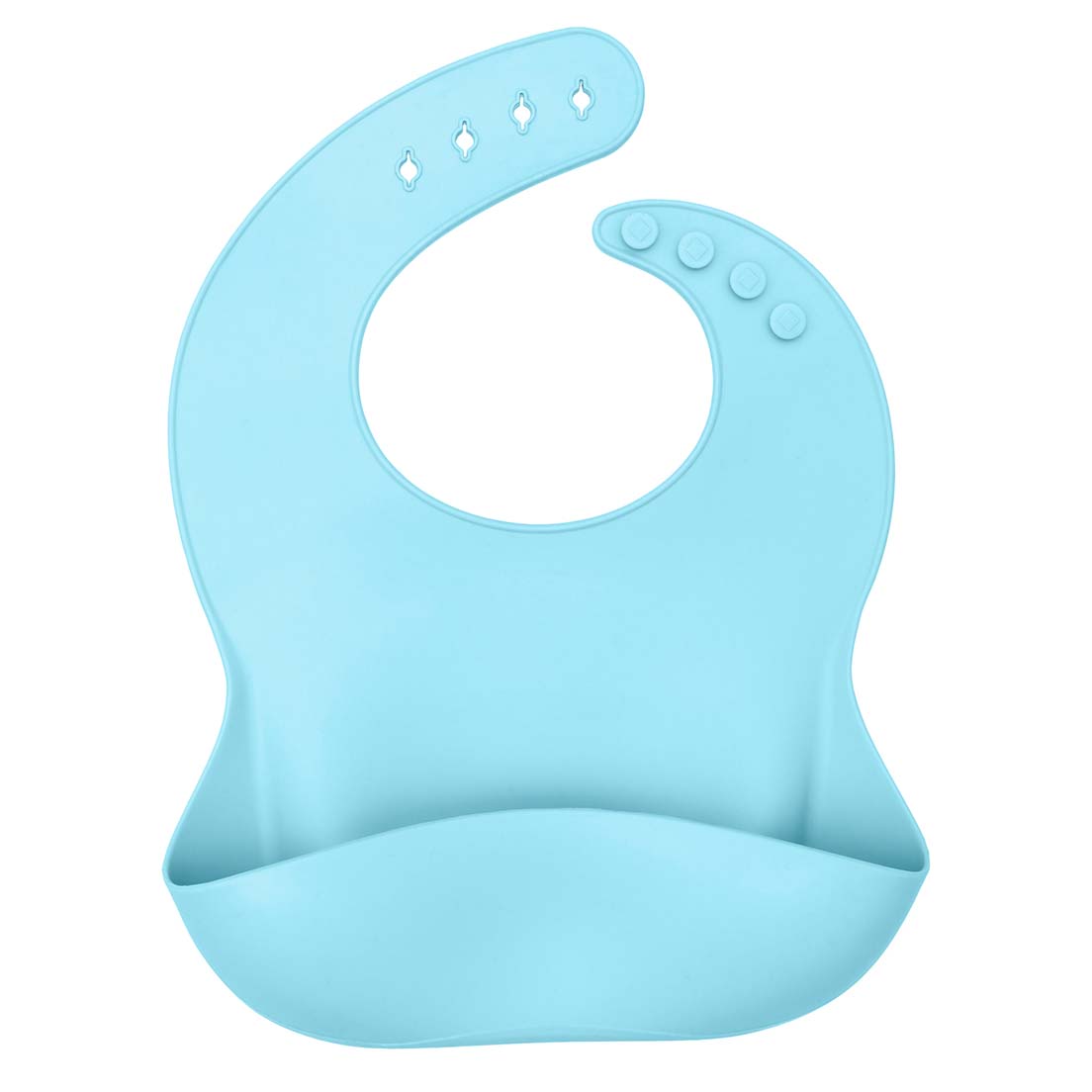 Babador Infantil De Silicone Com Pega Migalhas Azul Oxford