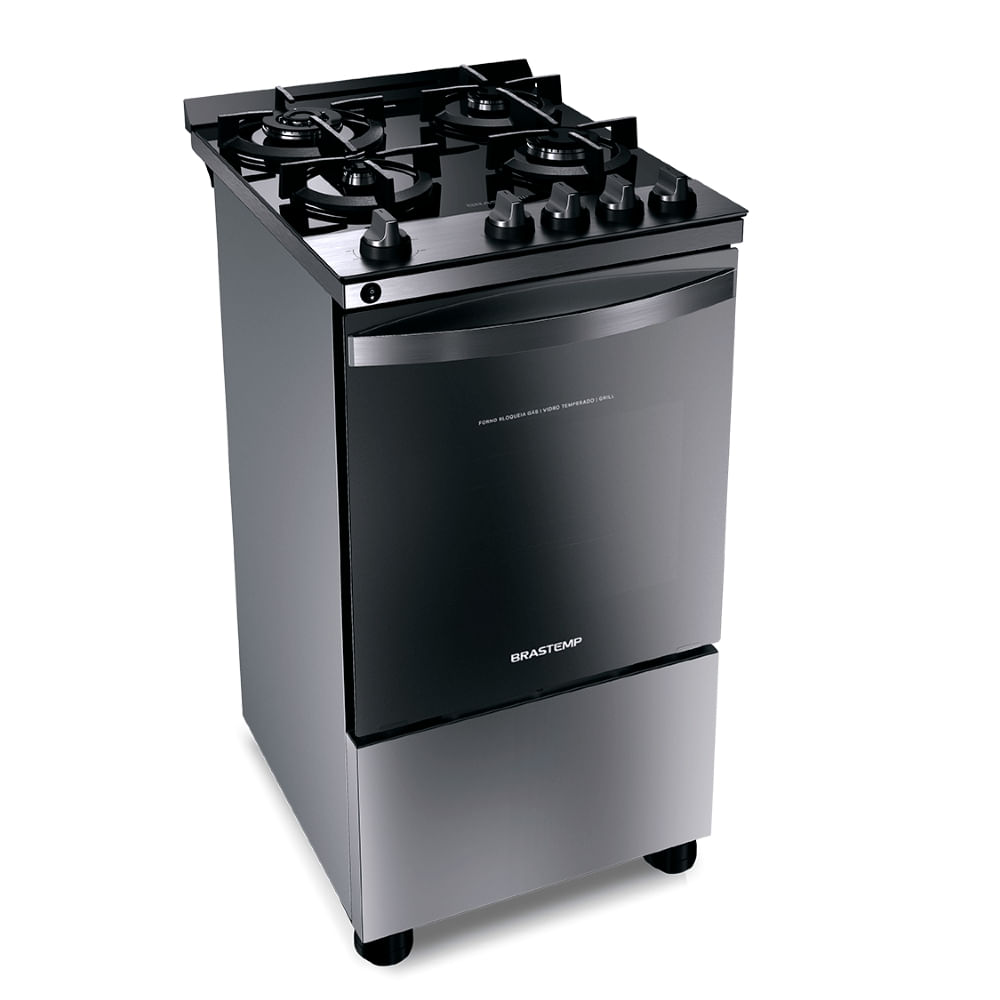 Fogão Brastemp 4 Bocas Inox Com Mesa De Vidro, Dupla Chama E Grill Elétrico - Outlet - Bfo4vbr_Out 220V