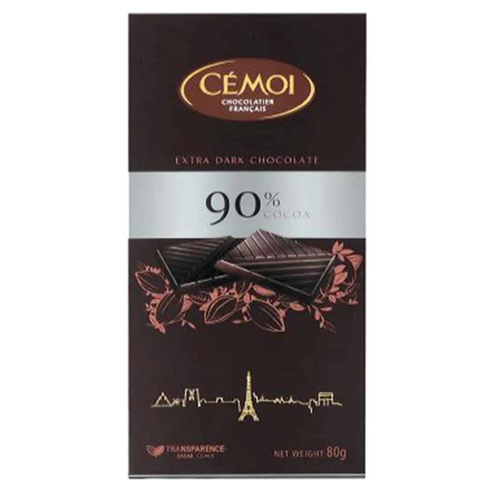 Chocolate 90% Cacau Cémoi 80G Cémoi