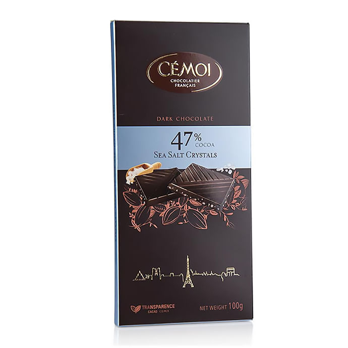 Chocolate Meio Amargo 47% Cacau Com Flor De Sal Cémoi 100G Cémoi