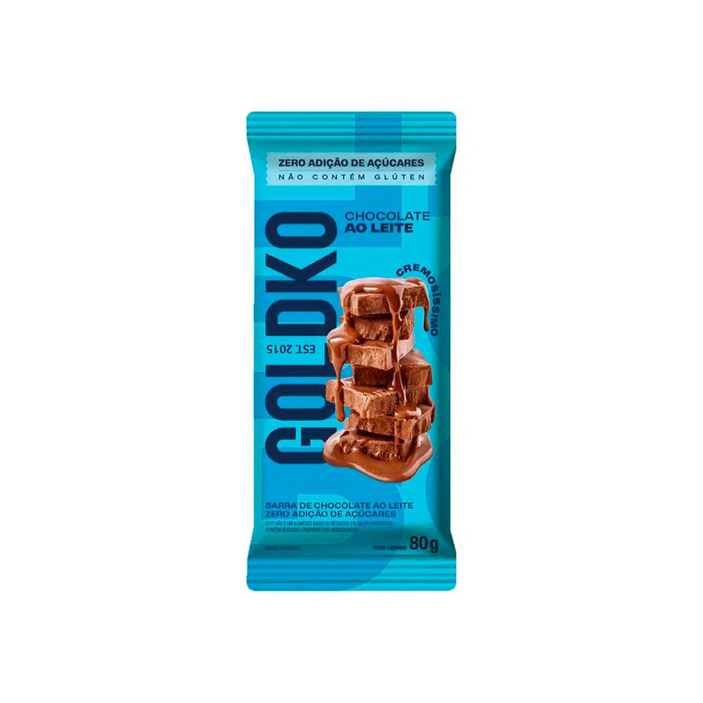 Chocolate Ao Leite Zero Adição De Açúcar Goldko 80G Goldko