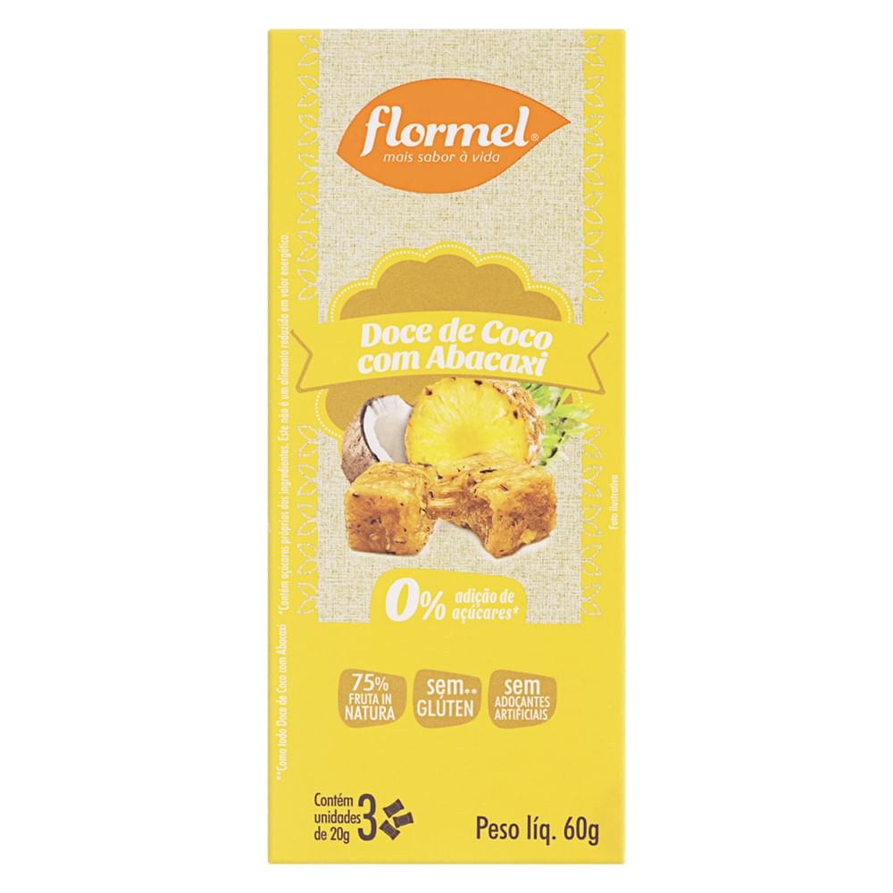Doce De Coco Com Abacaxi Sem Açúcar E Sem Glúten Flormel 60G Flormel