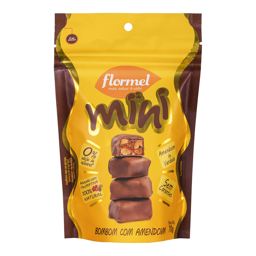 Mini Bombom Com Amendoim Flormel Sem Açúcar 60G Flormel