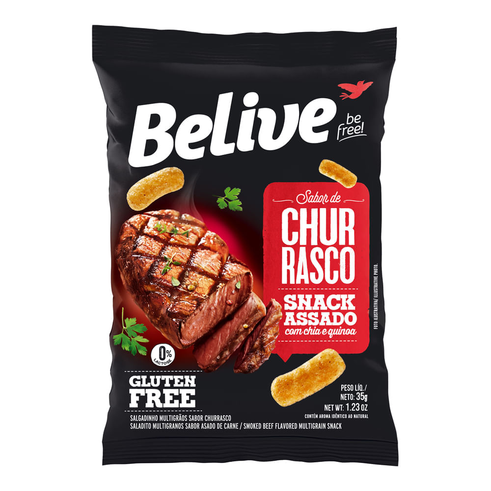 Snack Belive Sem Glúten E Lactose Churrasco 35G Nutripleno