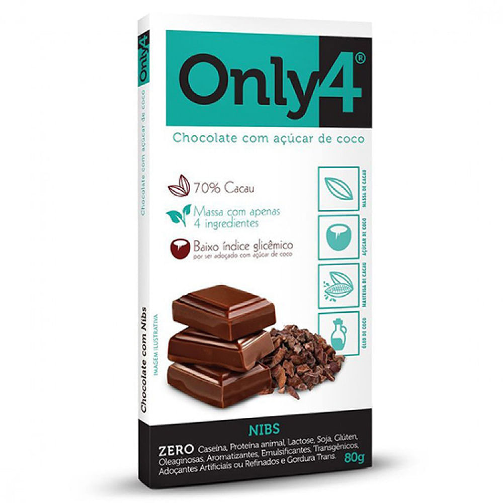 Chocolate Vegano Nibs De Cacau Only4 80G Only4