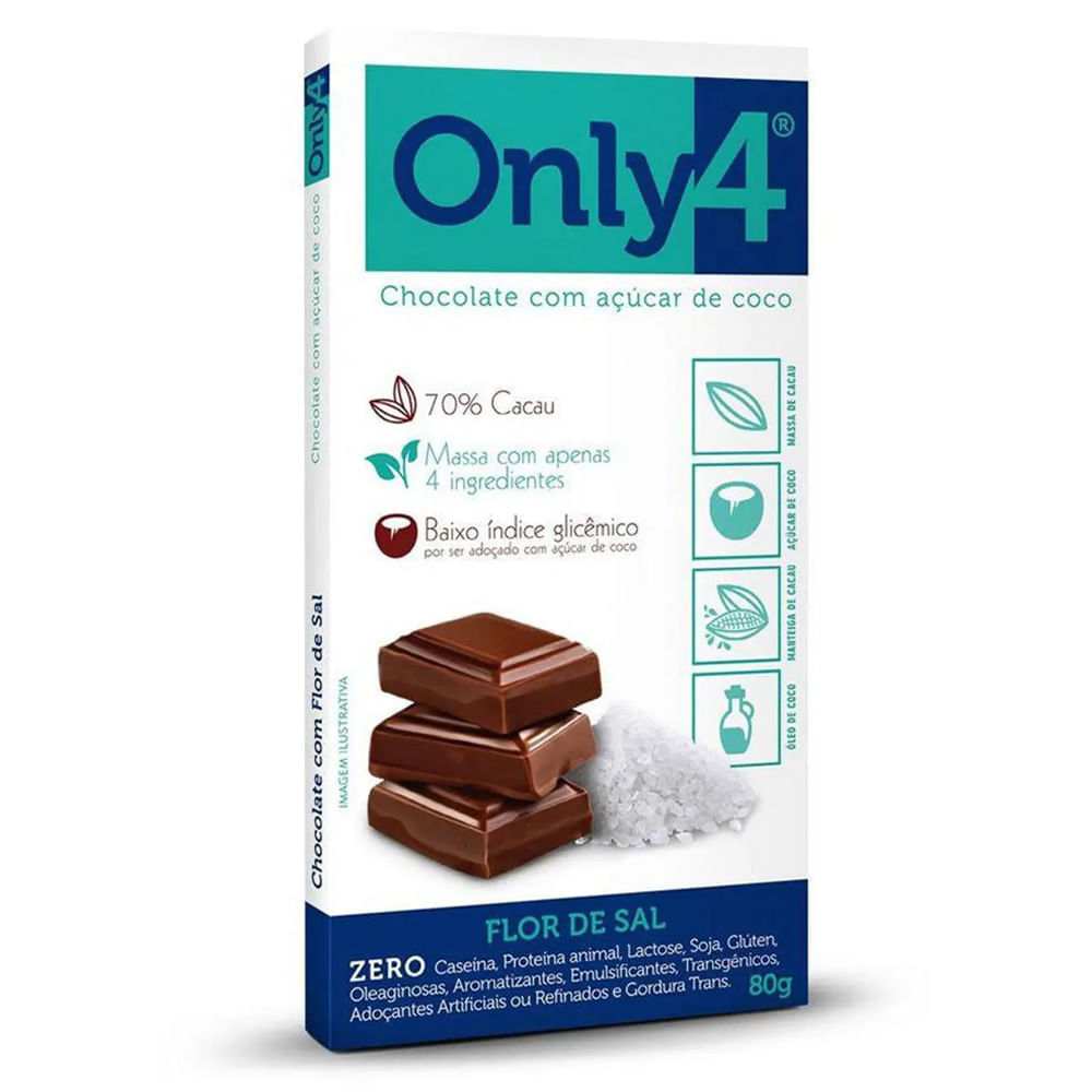 Chocolate Vegano Com Flor De Sal Only4 80G Only4