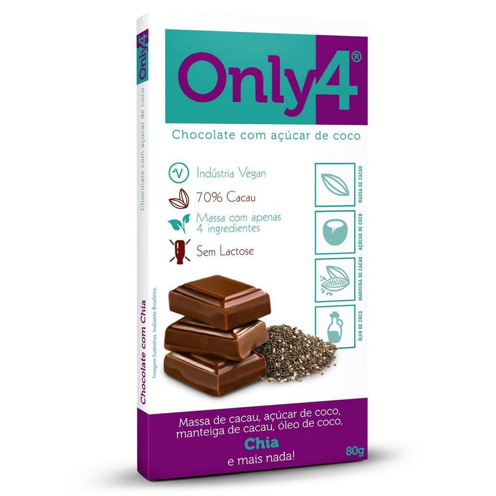 Chocolate Vegano Com Chia Only4 80G