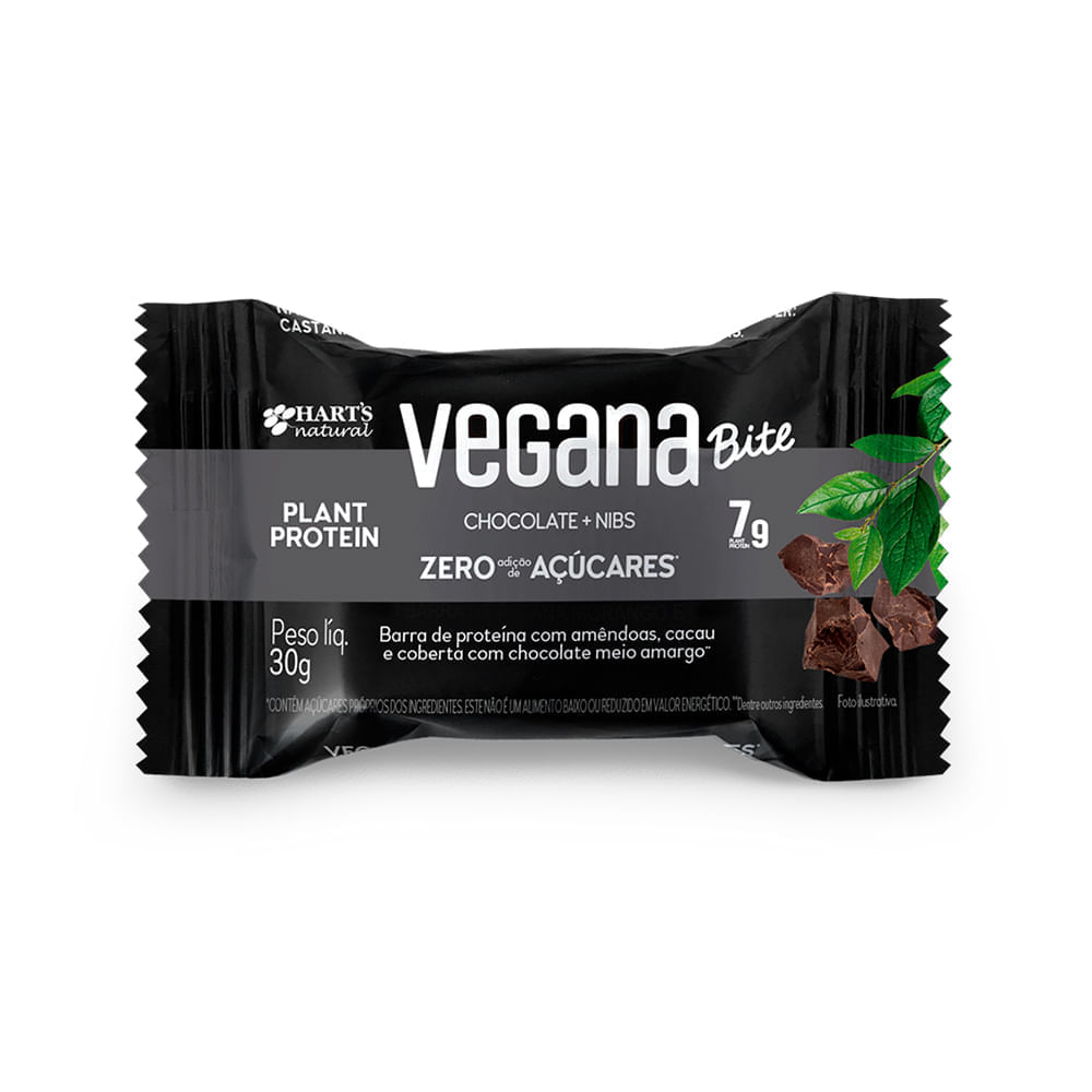 Barra Protein Bit Nibs Vegana Hart's Natural 30G Hart's Natural