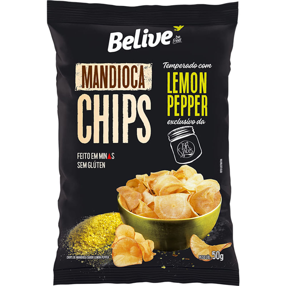 Chips De Mandioca Temperado Com Lemon Pepper Sem Glúten Belive 50G