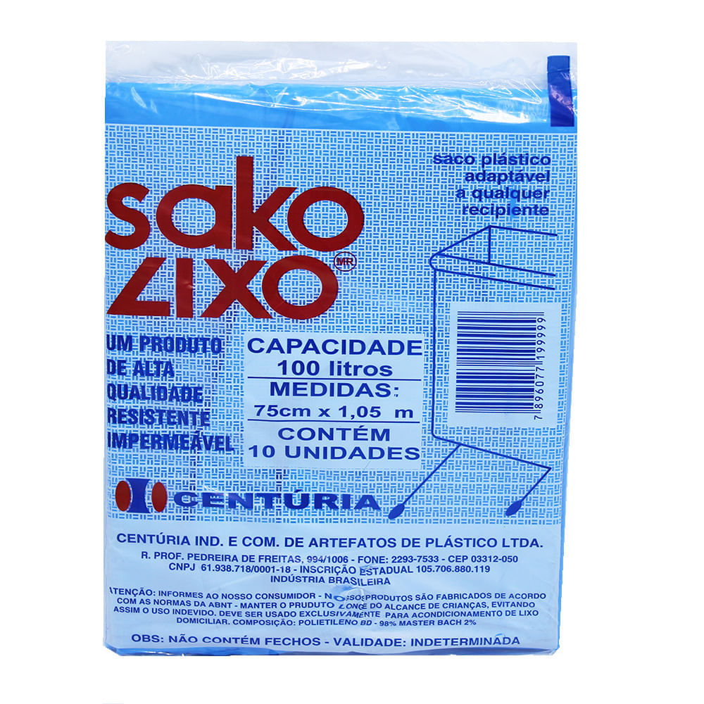 Sacos De Lixo Centuria 100L Com 10 Unidades Centuria