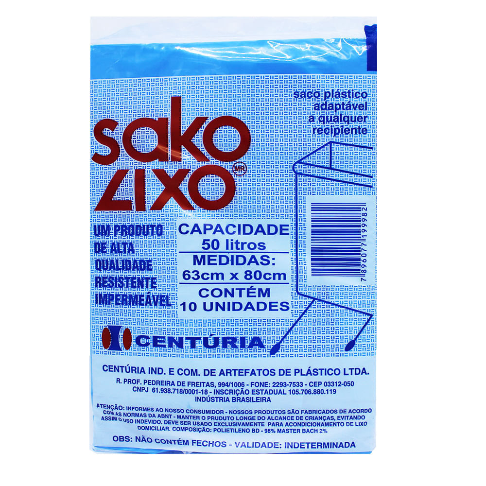 Sacos De Lixo Centuria 50L 10 Unidades Centuria