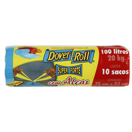 Saco De Lixo Super Forte Com Alça Dover Roll 100L 10 Unidades Dover Roll