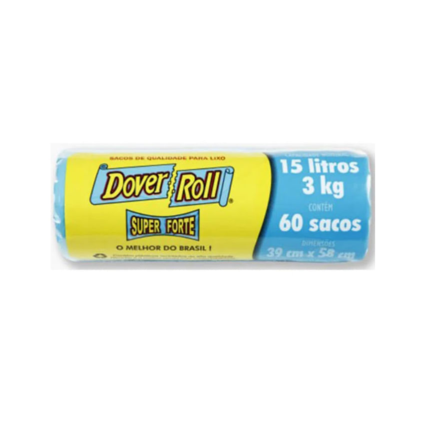 Saco De Lixo Super Forte Dover Roll 15L 60 Unidades Dover Roll