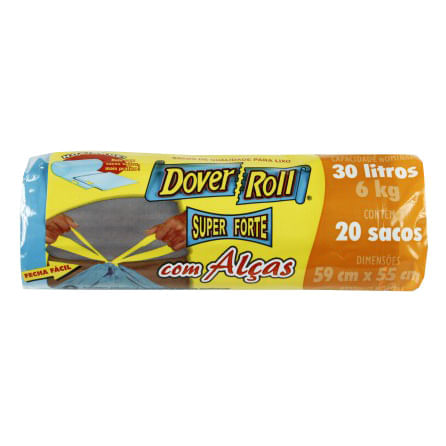 Saco De Lixo Super Forte Com Alça Dover Roll 30L 20 Unidades Dover Roll