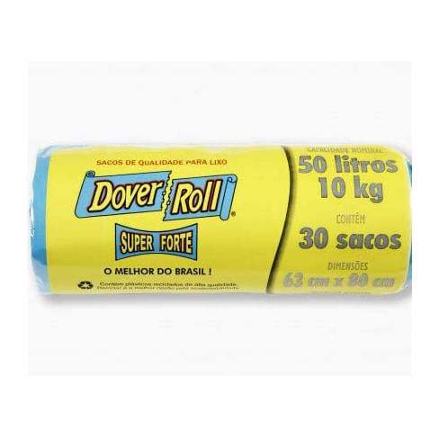 Saco De Lixo Super Forte Com Alça Dover Roll 50L