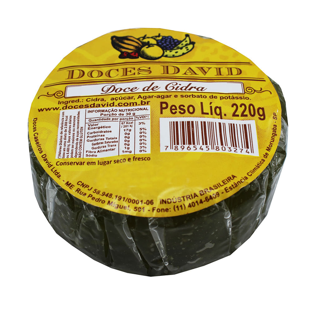 Doce De Cidra Doces David 220G Doces David