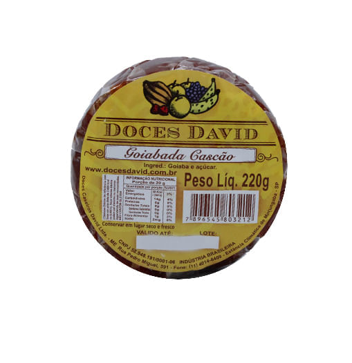 Doce De Goiabada Cascão Doces David 220G Doces David