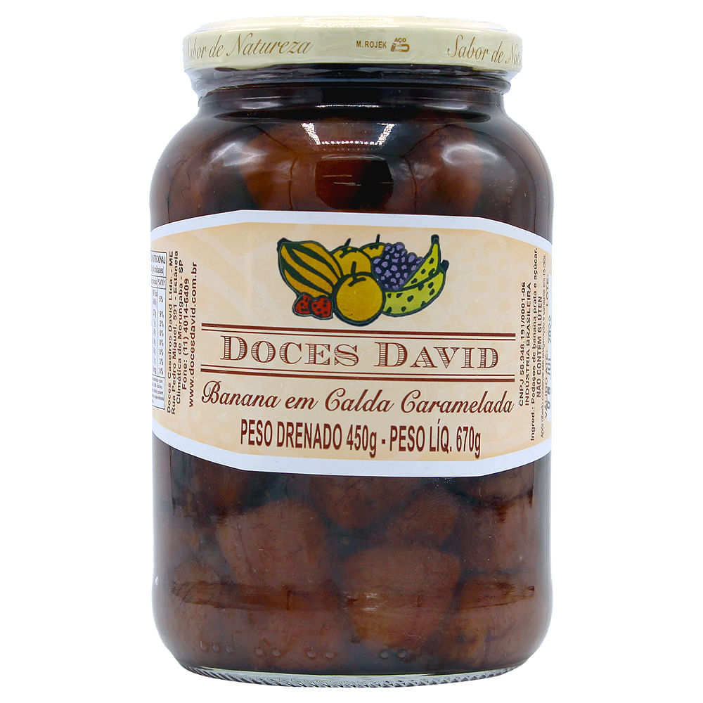 Banana Em Calda Caramelada Doces David 670G Doces David