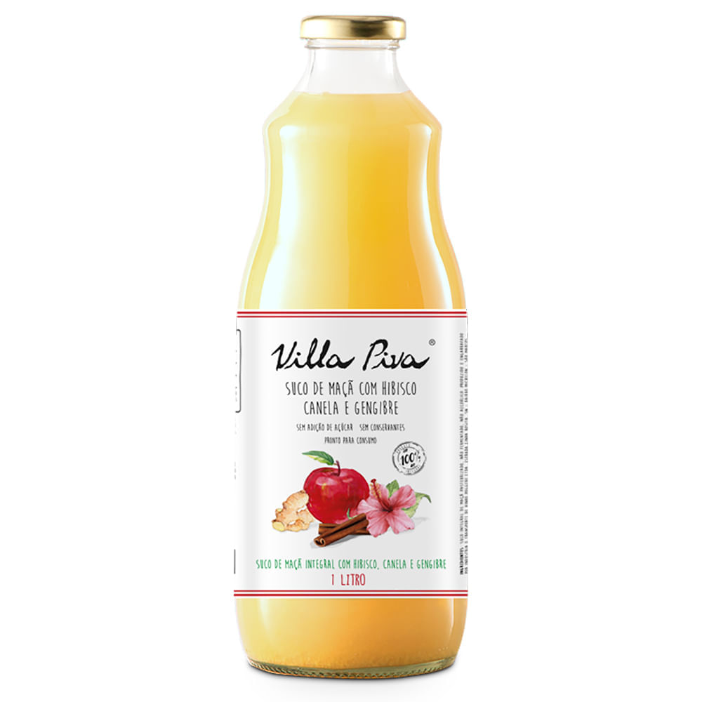 Suco De Maça Com Hibisco Canela E Gengibre Integral Villa Piva 1L Villa Piva