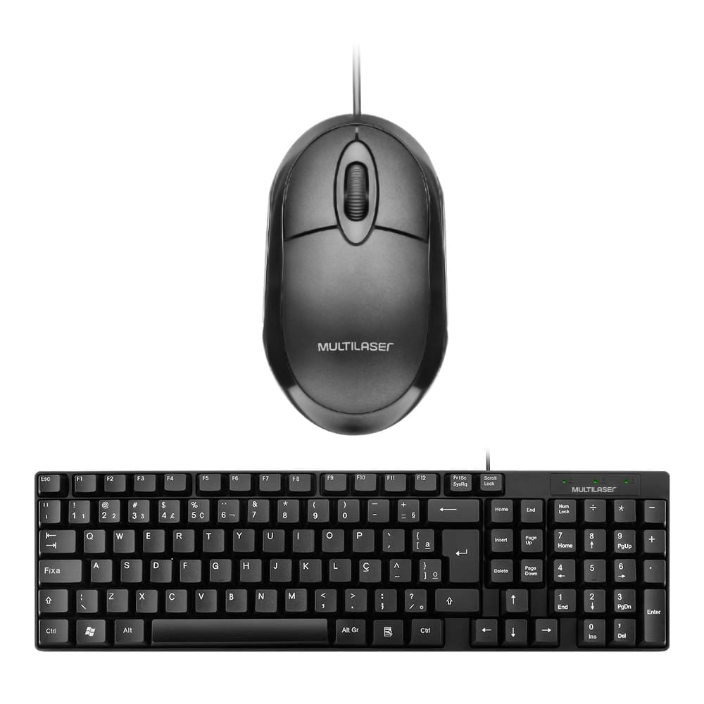 Combo Office - Teclado Com Fio Compacto Conexão Usb E Mouse Com Fio Classic Conexão Usb 1200Dpi - Mo300k Multilaser
