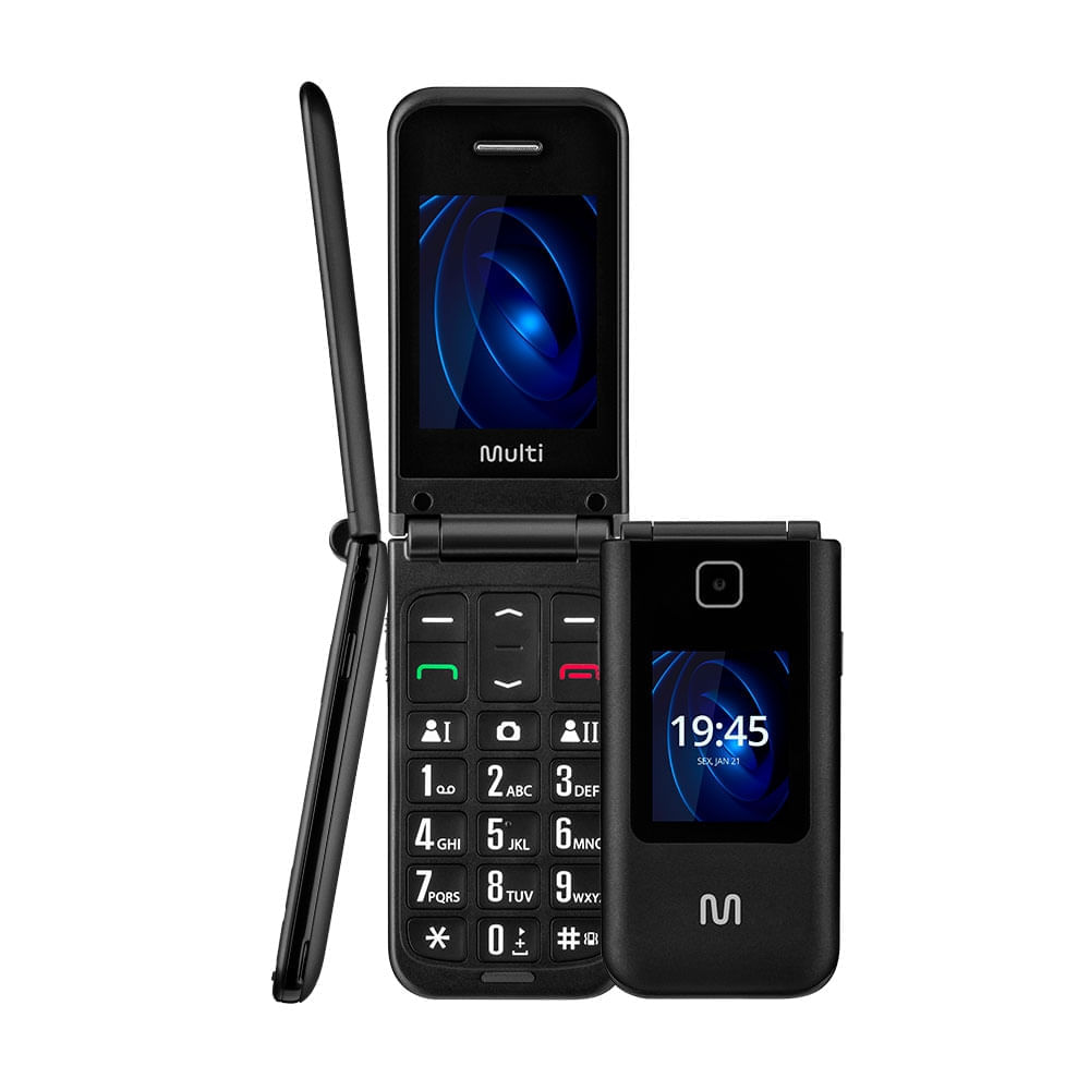 Celular Multilaser Flip Vita Duo Dual Chip Com Duas Telas + Botão Sos + Rádio Fm + Mp3 + Bluetooth + Câmera Preto - P9145x [Reembalado] Preto