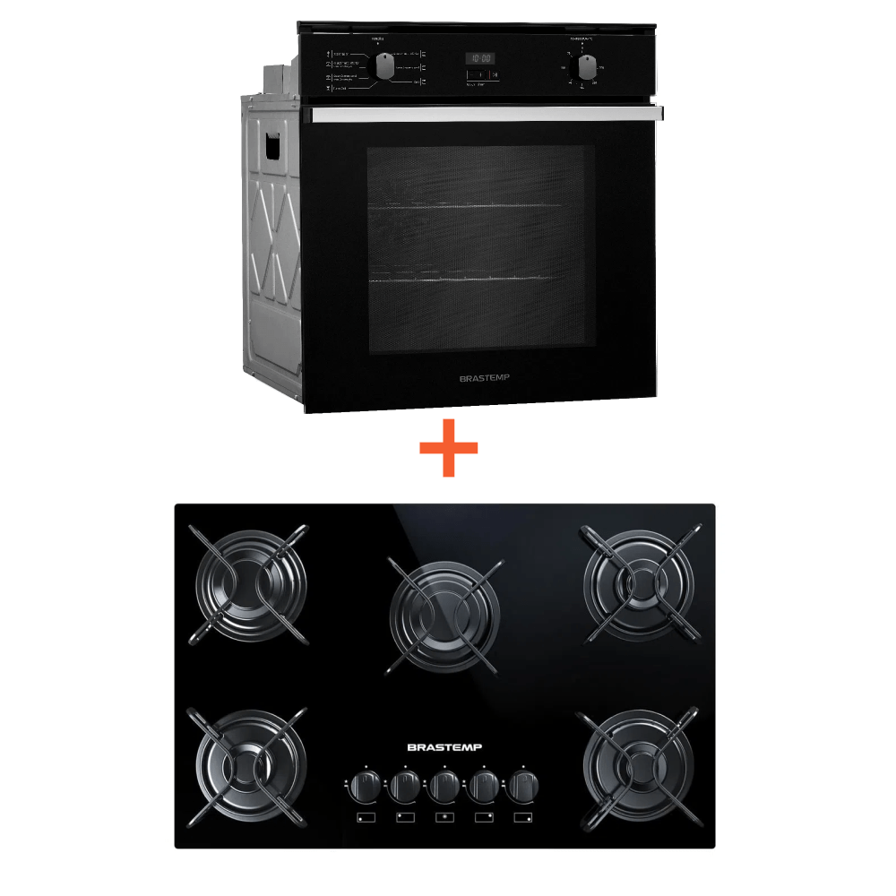 Cooktop 5 Bocas Brastemp + Forno De Embutir Elétrico Brastemp 84 Litros (Bdd75ae + Boc84ae) Bdd7_Boc8_Cj 220V